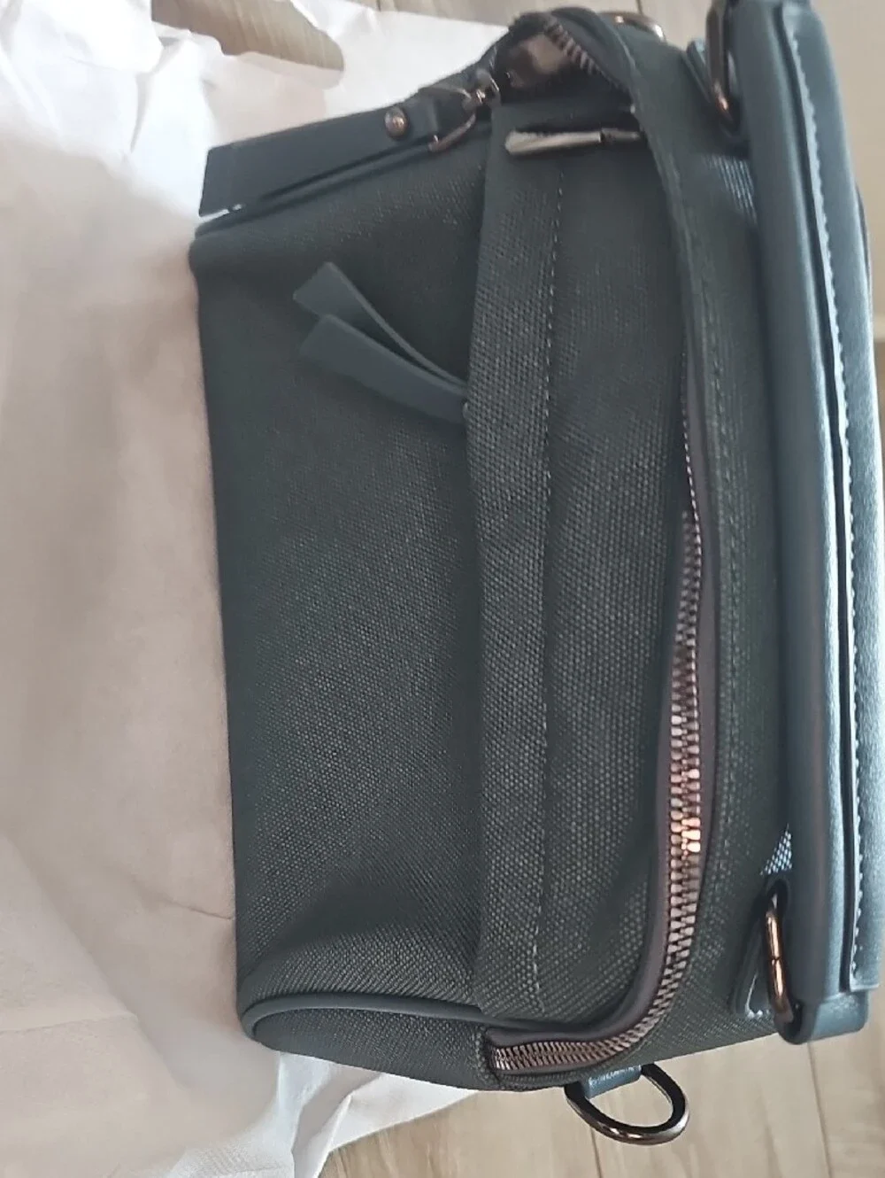 Textured Blue Crossbody Bag with Front Zip Pocket